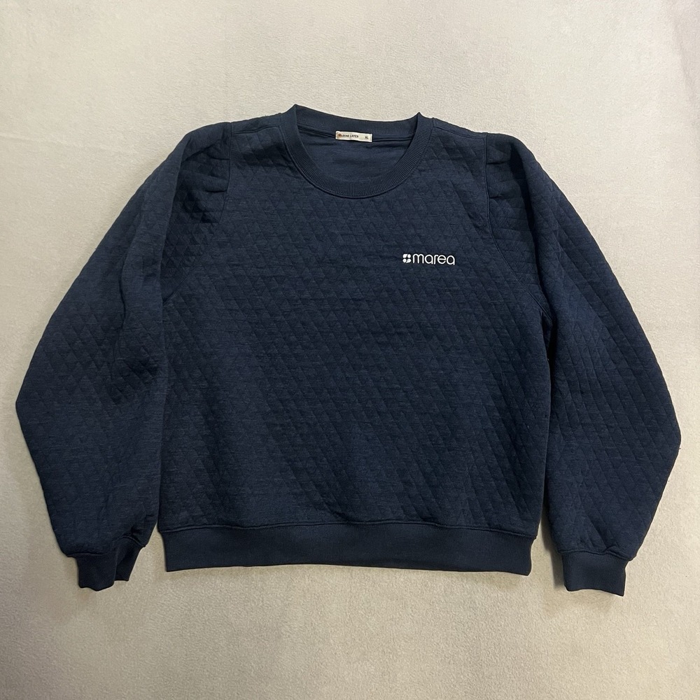 Marine Layer Sweatshirt Men's Size XL Blue Quilted Pullover Long Sleeve